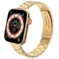 thumbnail image 1 of Metal band Compatible with Apple Watch Band Ultra 2 42mm 44mm 45mm 49mm for women, Slim and Thin Stainless Steel Replacement Adjustable Wristband for iWatch Series 9/8/7/6/5/4/3/2/1/SE,Gold, 1 of 6