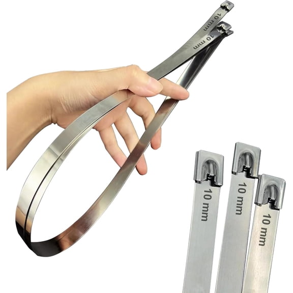 Metal cable ties, 24-inch stainless steel wire ties, 550-pound heavy-duty self-locking ties, steel cable ties, exhaust bundle strength, garden ties, pipes, poultry fences 40 pieces