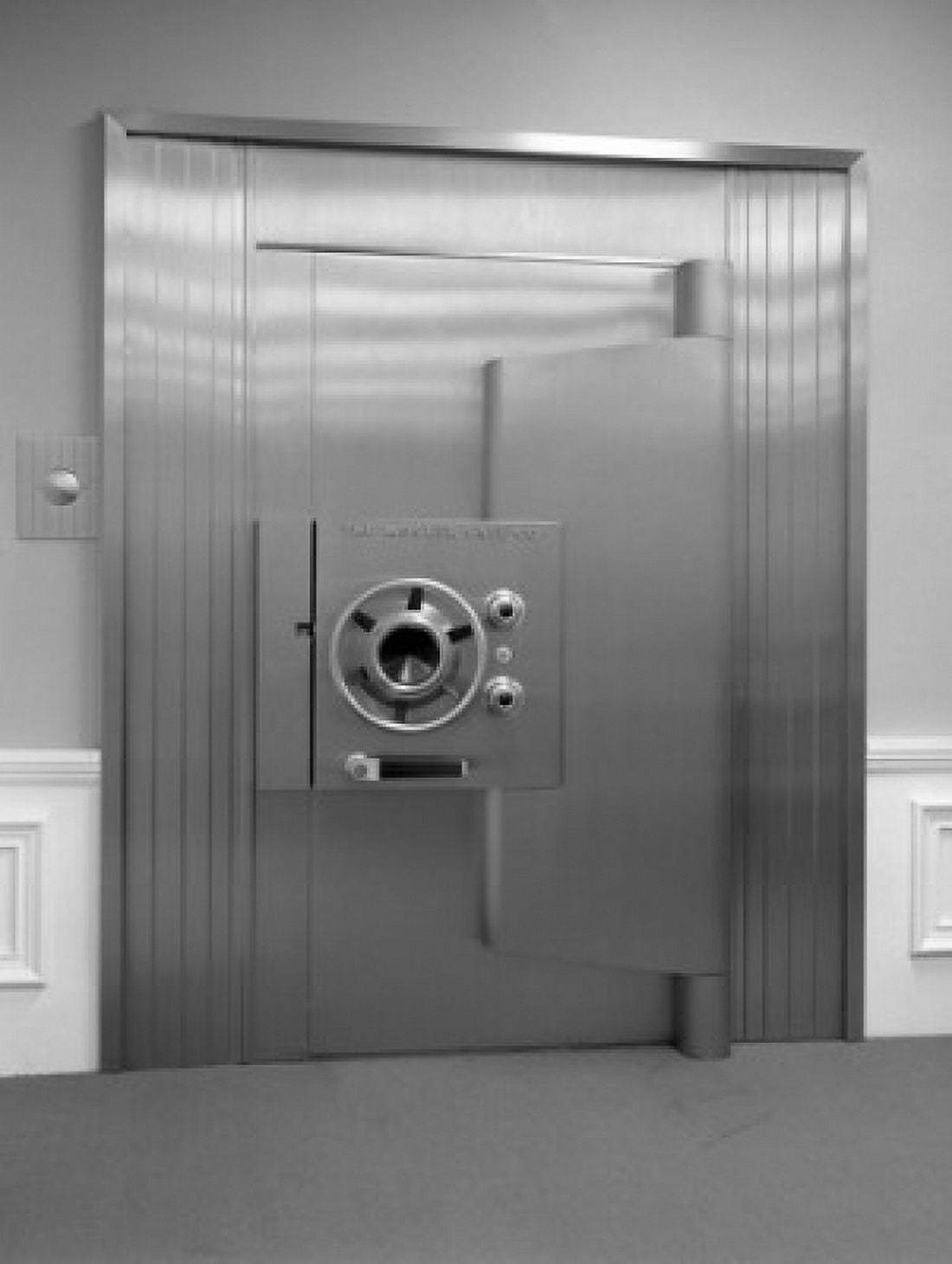 Metal doors of strongroom in bank Canvas Art - (18 x 24)