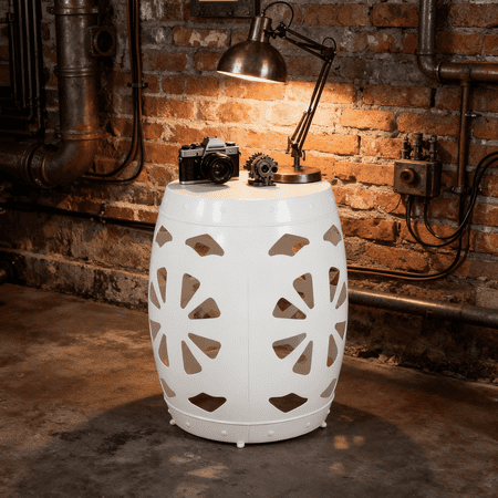 ASINMAK Coastal Scratch-Resistant Round End Table, White