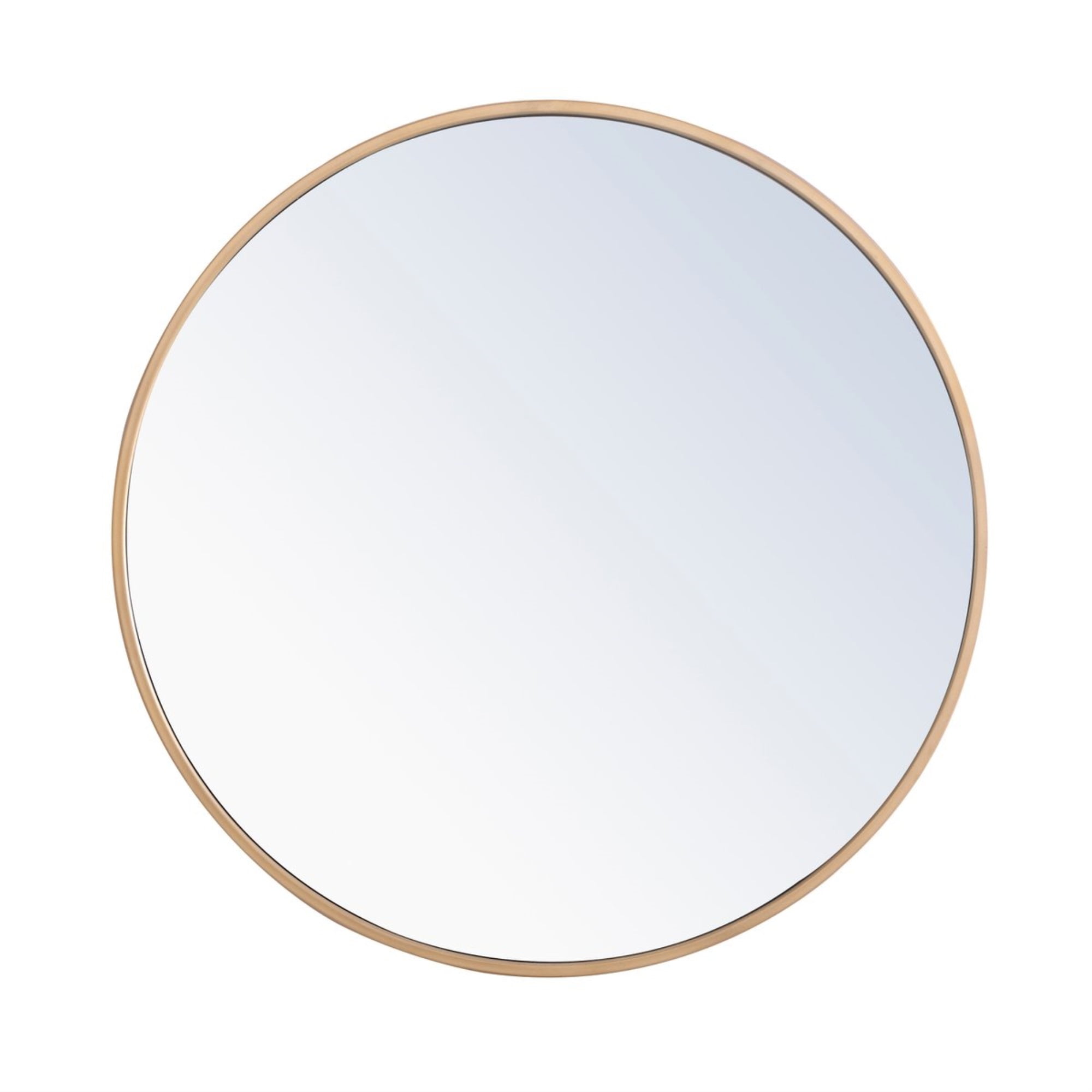 Elegant Brass Finish Round Metal Frame Mirror 24 Inch