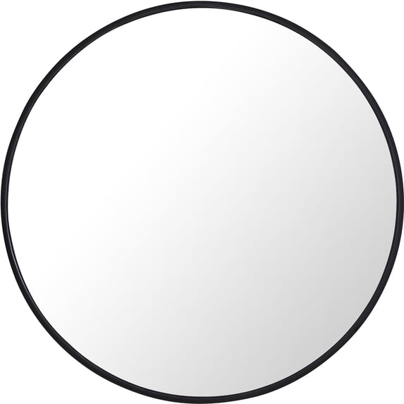 Metal frame Round Mirror 28 inch Black finish