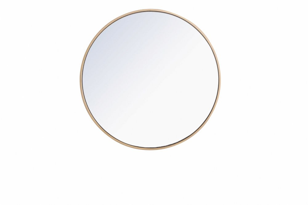 28-Inch Round Brass Metal Frame Mirror
