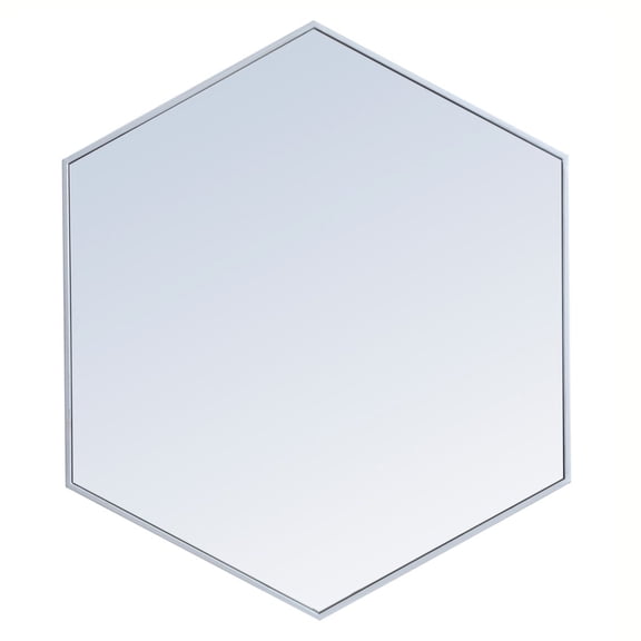 Metal frame hexagon mirror 38 inch in Sliver
