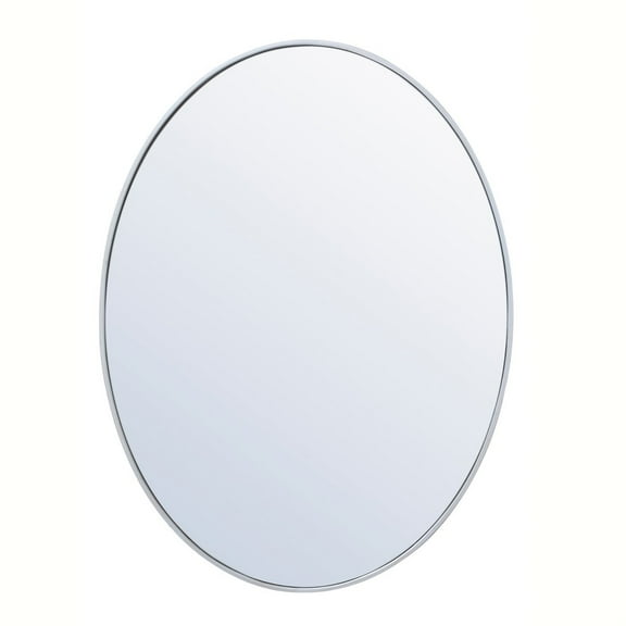Metal frame oval mirror 40 inch in Sliver