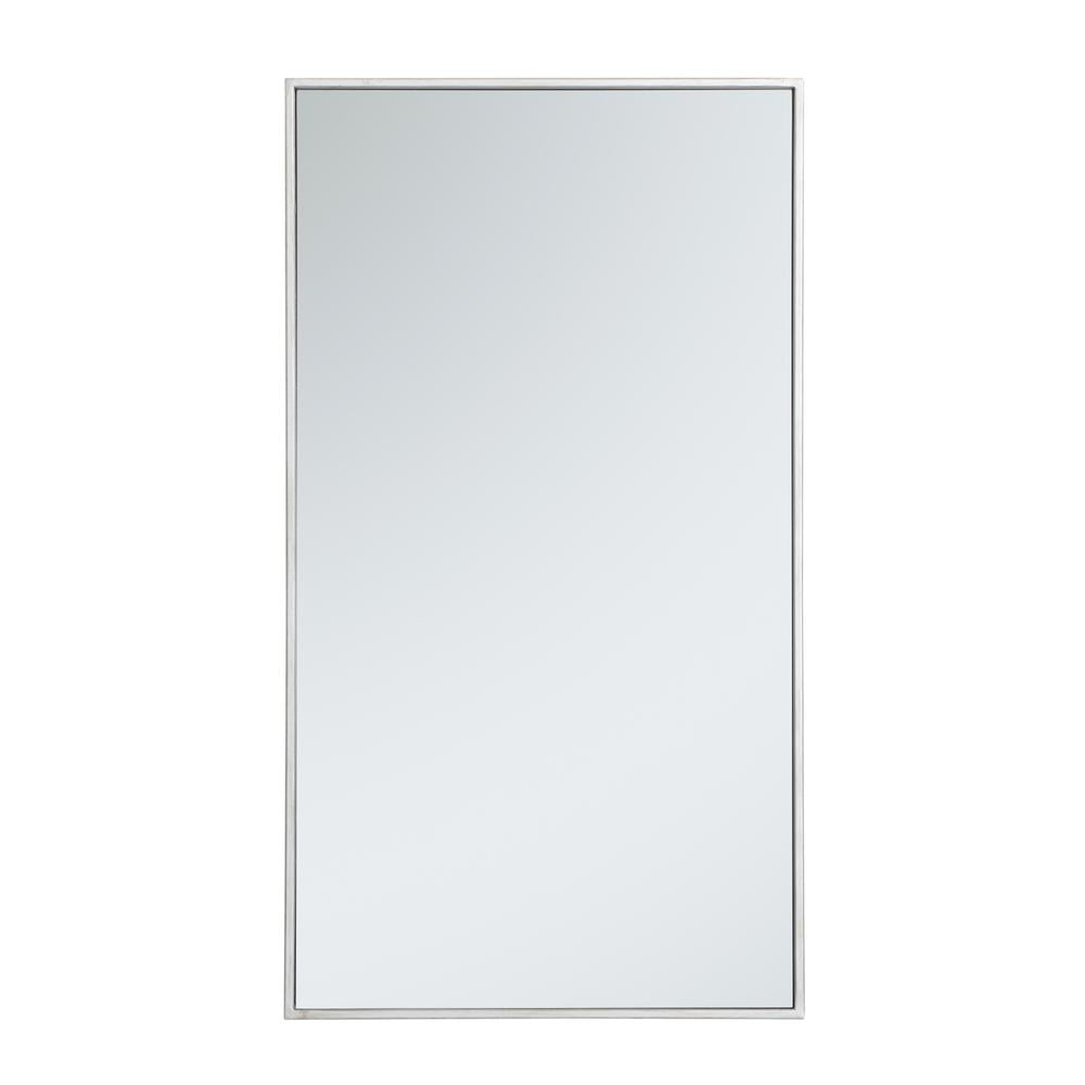 Elegant Silver Rectangular Wood Mirror, 20 x 36 Inch