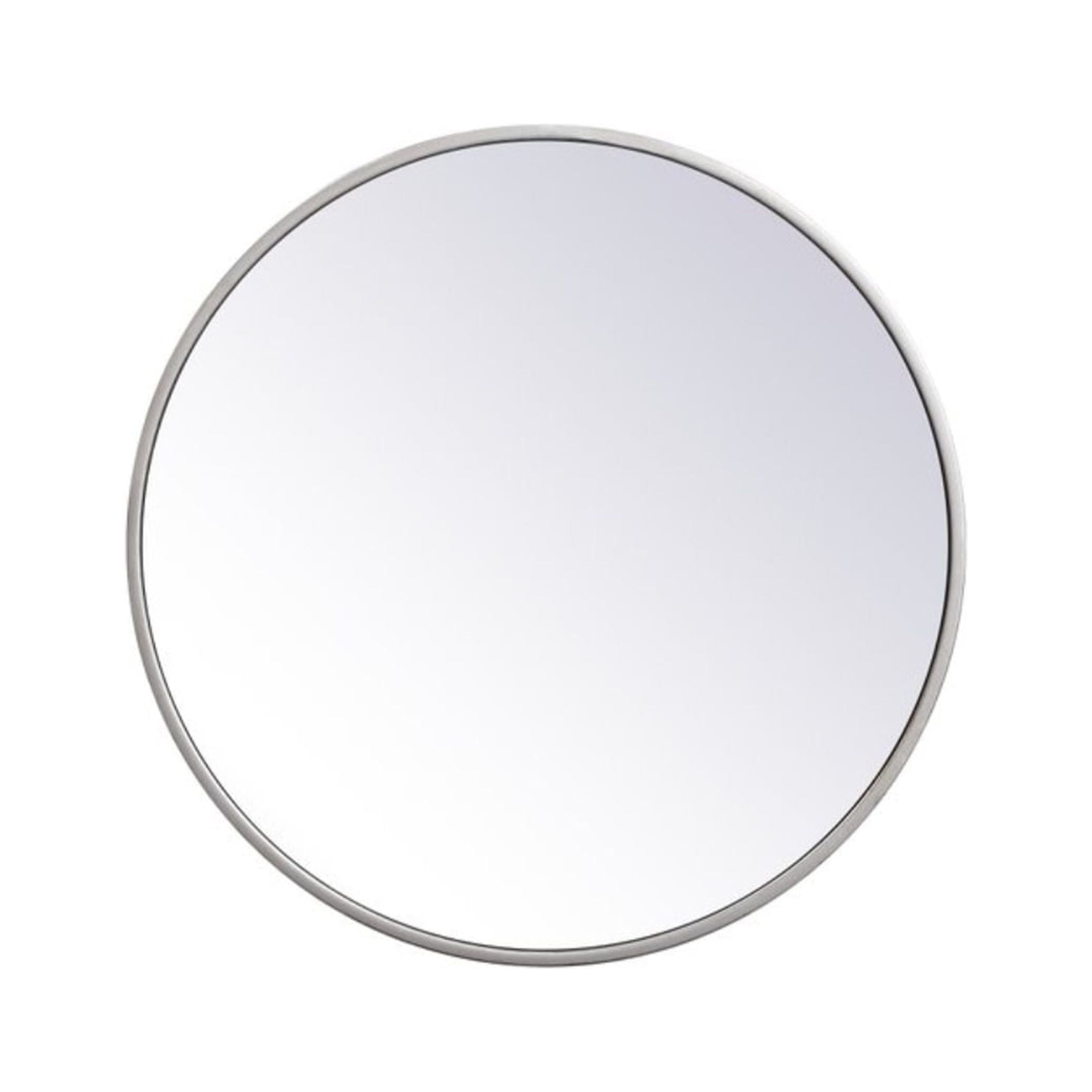 Contemporary 18" Round Silver Wood Wall Mirror