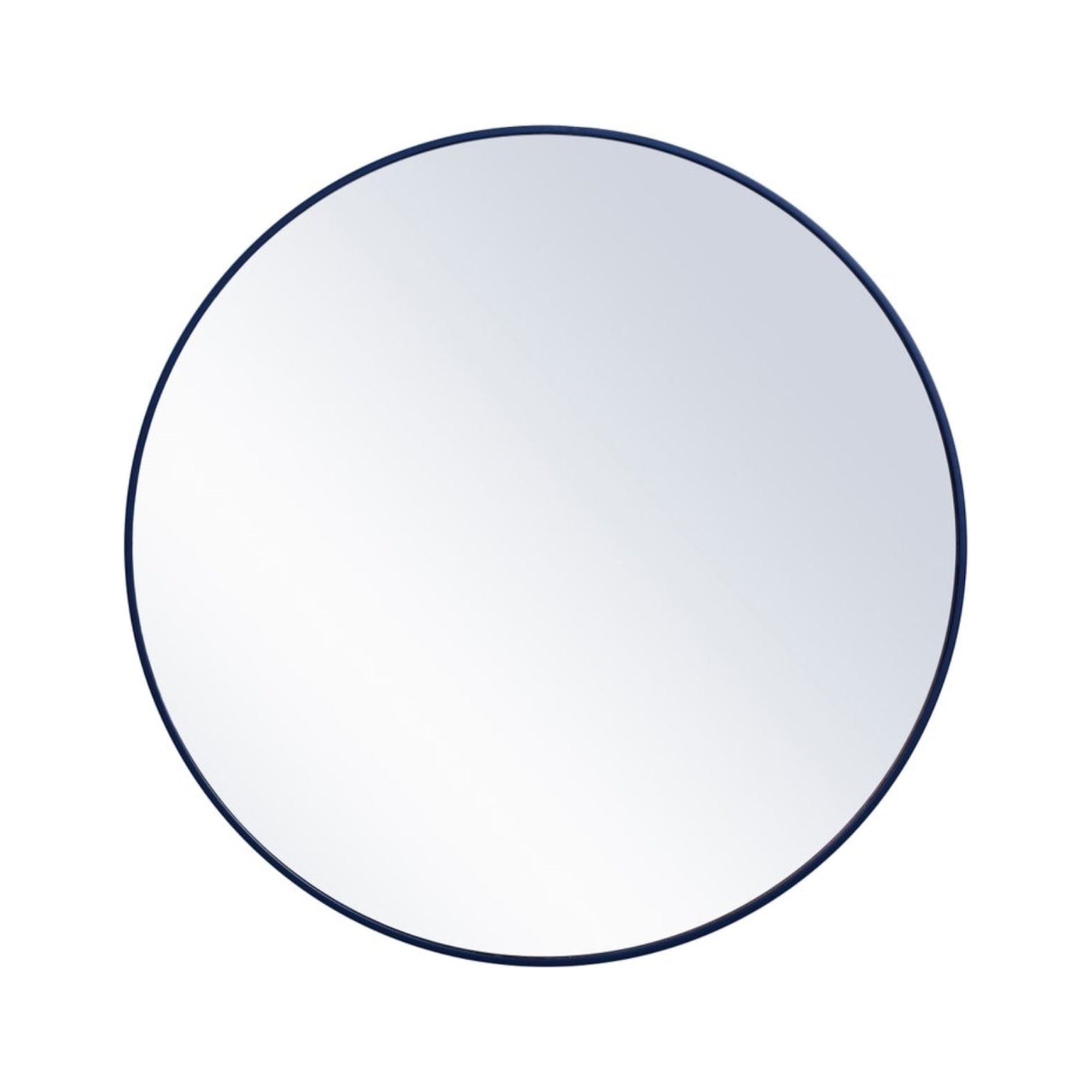 Elegant Eternity 42" Round Blue Wood-Trimmed Wall Mirror