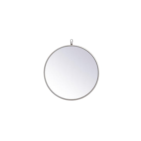 Metal frame round mirror with decorative hook 18 inch in Silver