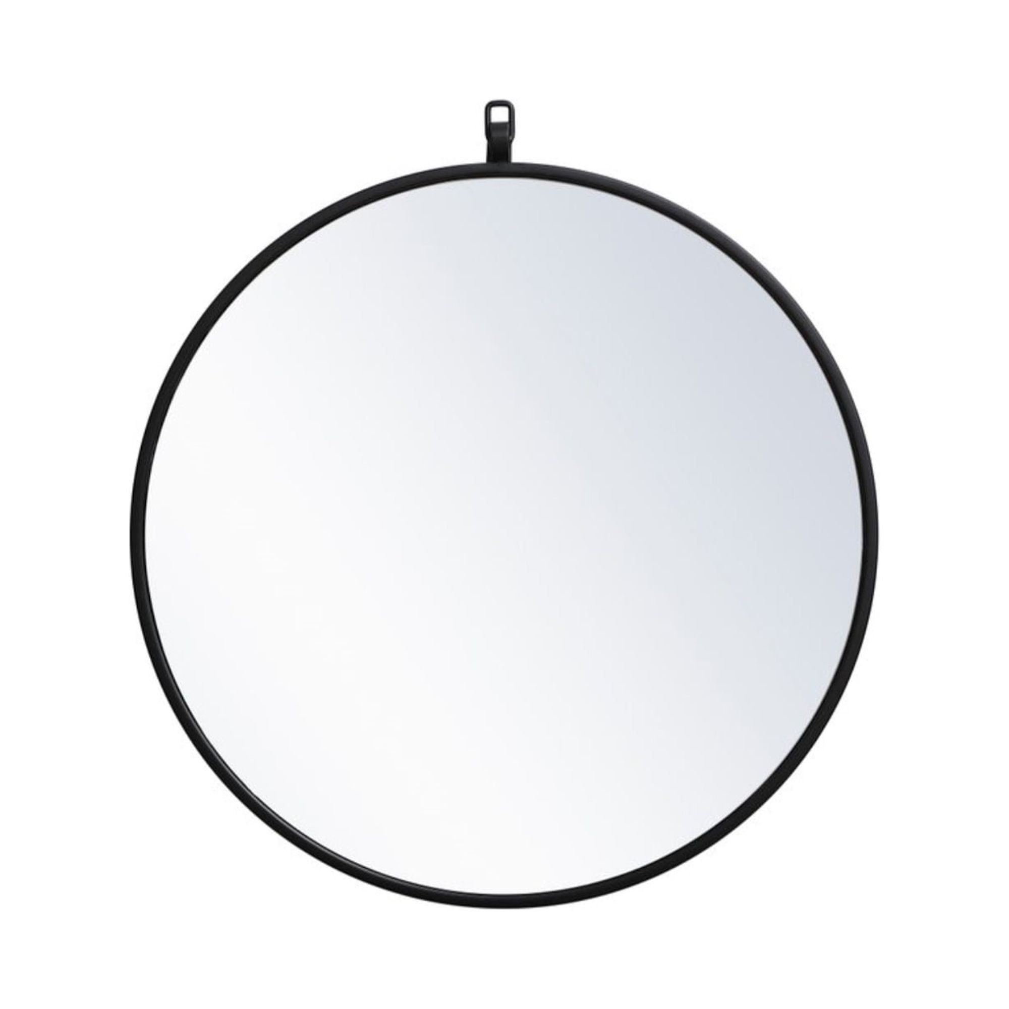 Metal frame round mirror with decorative hook 21 inch in Black ...