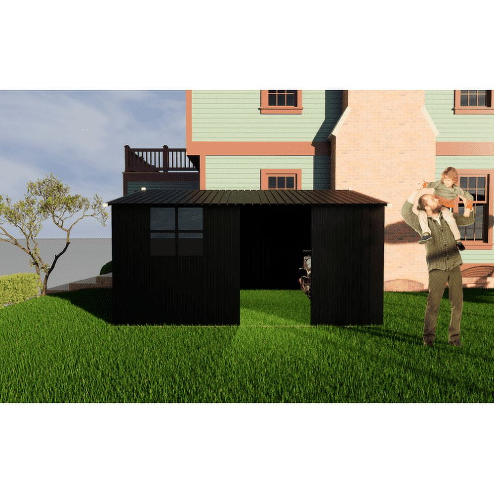 Metal garden sheds 10ftx12ft outdoor storage sheds black with