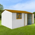 thumbnail image 1 of Metal garden sheds 12ftx10ft outdoor storage sheds white+yellow with window, 1 of 7