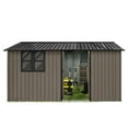 thumbnail image 1 of Metal garden sheds 12ftx10ft outdoor storage sheds white+black with window with sliding door, 1 of 6