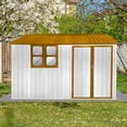thumbnail image 1 of Metal garden sheds,outdoor storage sheds with window and two integrated punched vents ,white+yellow  , 10ftx8ft, 1 of 7