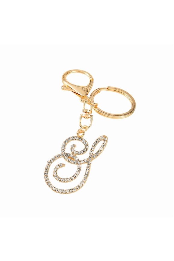 Metal letter keychain,﻿Initial Letter Key Chain, Letter A-Z Keychain Initials Keyring Cute Metal Crystal Alphabet Keyring-