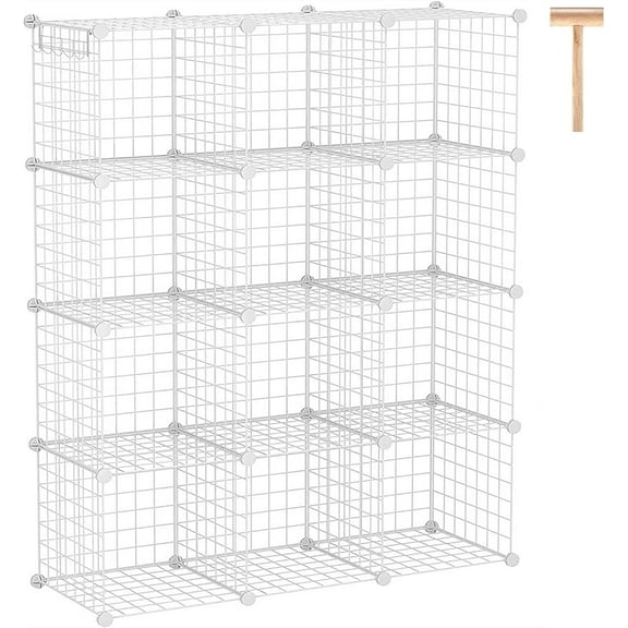 Metal mesh storage organizer, metal grid storage box, modular bookshelf, closet, suitable for bedroom, office