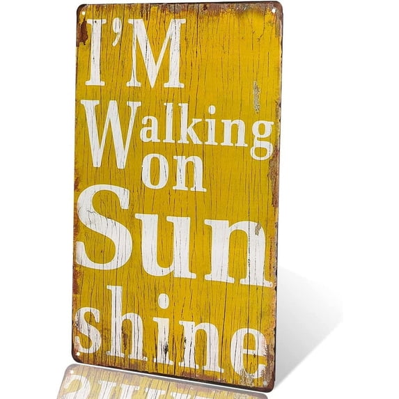 -Metal painting i walking on sunshine Garage Tin Sign, Bar, Home Decor, Man Cave