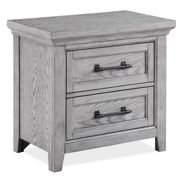Metal pulls, transitional style nightstand / Add a modern touch to the bedroom