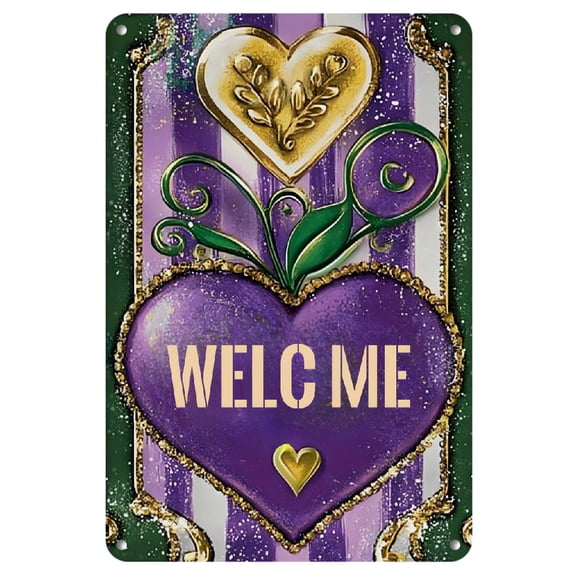 Metal sign 12x8 Inch for Outside Small Masquerade Mask Beads New Orleans Carnival Celebration Holiday Yard Decoration. 8x12inches metal tin sign for Living Room Bathroom Bedroom Decor Ready to Hang