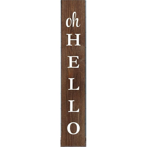 Metal sign oh hello front porch sign house welcome sign front door sign street sign outdoor antique large home decoration vertical home sign wall decorationes Size: 4 x 16 Inch