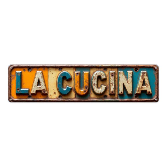 Metal tin signs 16*4 inches "LA CUCINA" Italian Cooking Area Display
