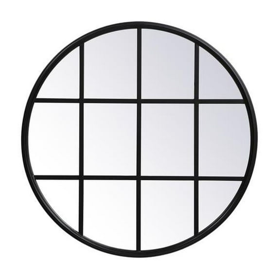 Metal windowpane mirror 28 inch in in x 28 inch in in Black