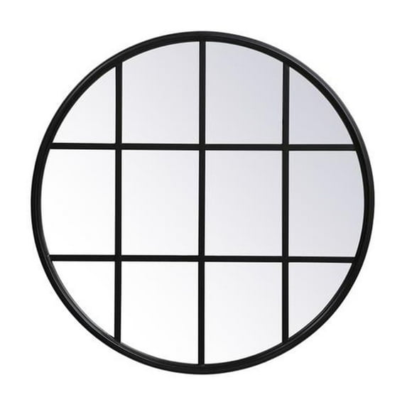 Metal windowpane mirror 28 inch in in x 28 inch in in Black