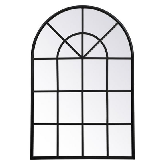 Metal windowpane mirror 28 inch in in x 41 inch in in Black