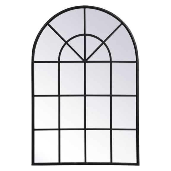 Metal windowpane mirror 32 inch in in x 47 inch in in Black