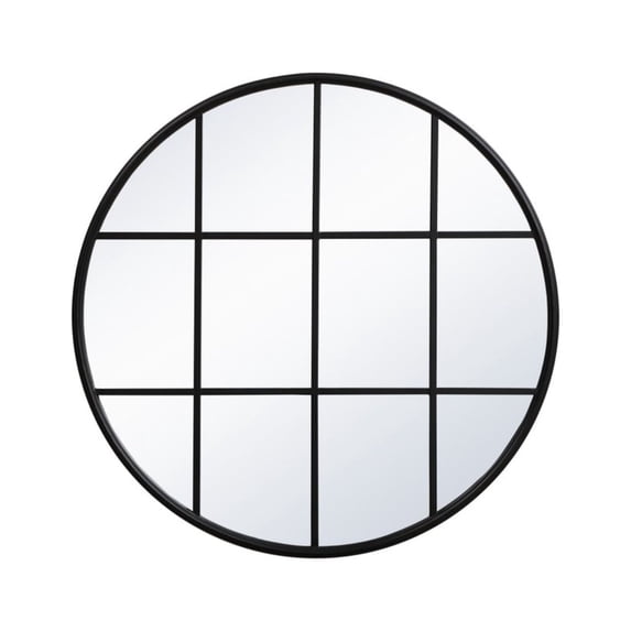 Metal windowpane mirror 36 inch in in x 36 inch in in Black