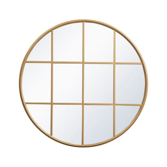 Metal windowpane mirror 36 inch in x 36 inch in Brass