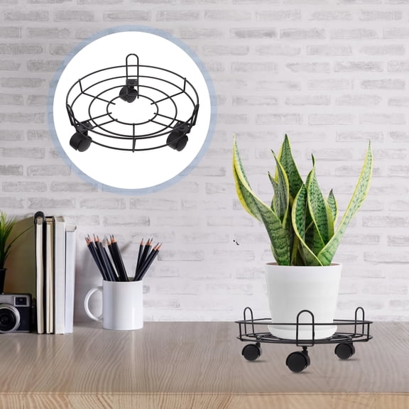 Metal with Wheels Rolling Stand Planter Pot Mover Pot Pallet Dolly Caster for Indoor Outdoor Garden Patio Pots 33cm