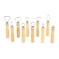 thumbnail image 1 of Metal + wood Thick Handle Flat Wire Cutter Clay Pottery Sculpting Tool Set Pack of 10, 1 of 8