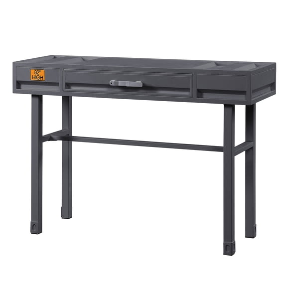 Metal - wood gunmetal writing desk | Inspired by cargo container style for workspace | Ensures smooth drawer operation and visual interest