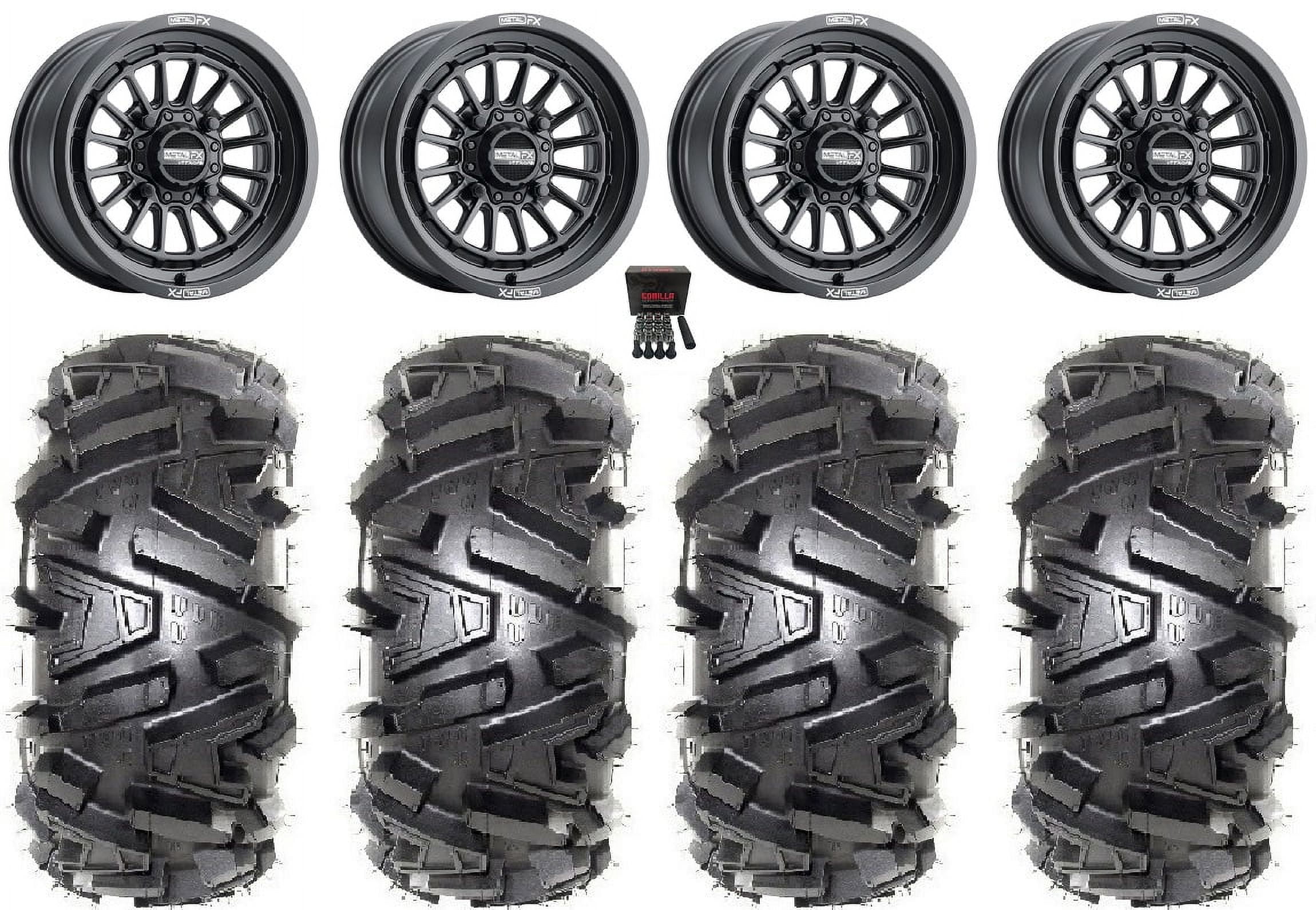 MetalFX Delta 15" Wheels Black 28" Moto MTC Tires Polaris RZR XP 1000