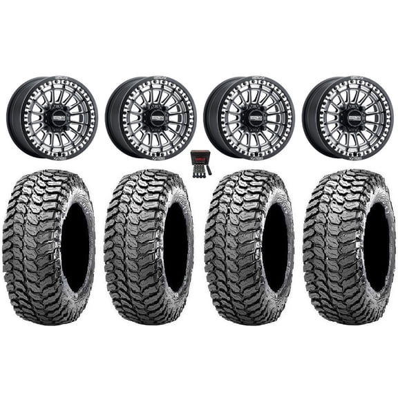 MetalFX Delta Bdlk CC 15" Wheels Bk 29" Liberty Tires Kawasaki Mule Pro FXT