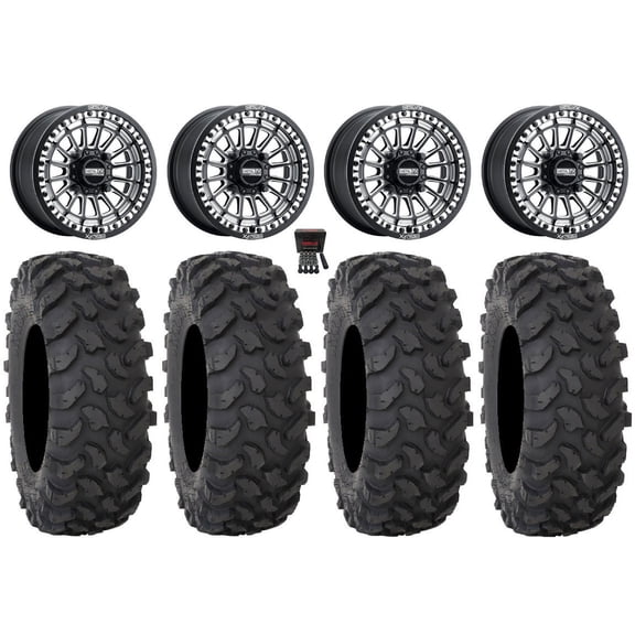 MetalFX Delta Bdlk CC 15" Wheels Bk 32" XTR370 Tires Kawasaki Teryx Mule