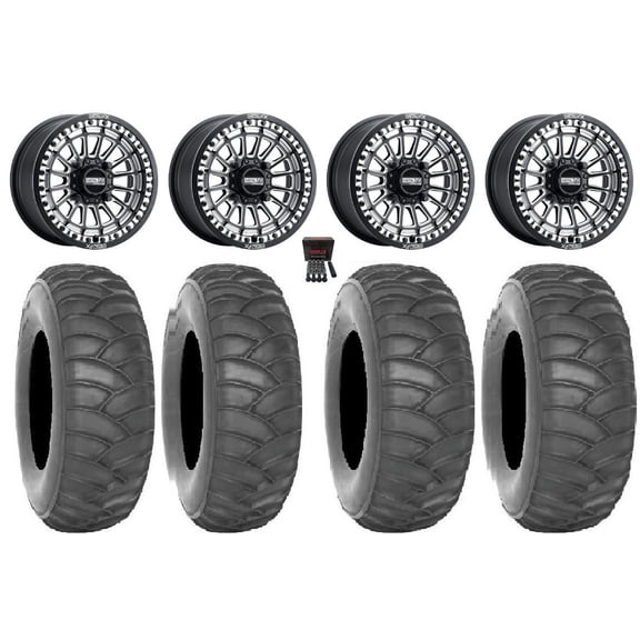 MetalFX Delta Bdlk CC 15x7/15x10 Wheels Bk 32" SS360/HP Tires Can-Am Commander Maverick Renegade Outlander Defender