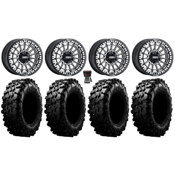 MetalFX Delta R Bdlk CC 15" Wheels Bk 35" Carnivore Tires Polaris RZR Turbo R & Pro R Ranger 1500 Xpedition
