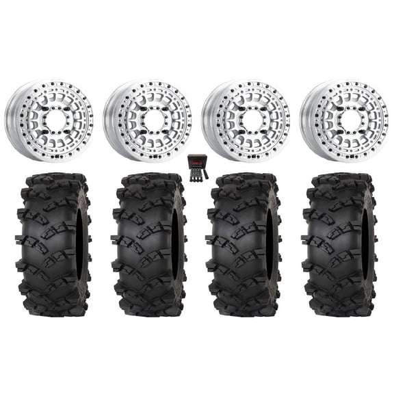 MetalFX Hitman Bdlk 15x6 Wheels Raw 33" Outlaw M/T Tires Kawasaki Mule ProFXT