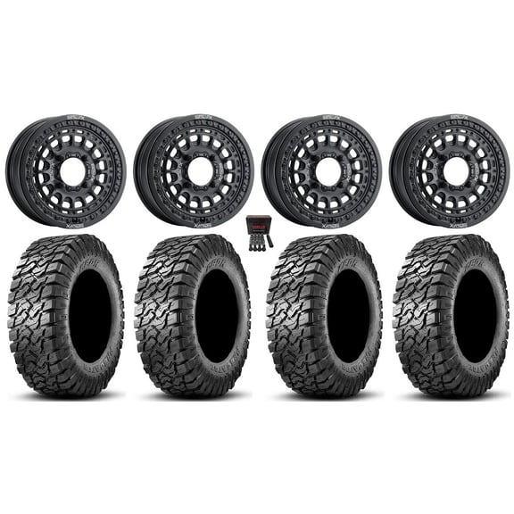 MetalFX Hitman Beadlock 15" Wheels Black 32" Predator Tires Sportsman RZR Ranger