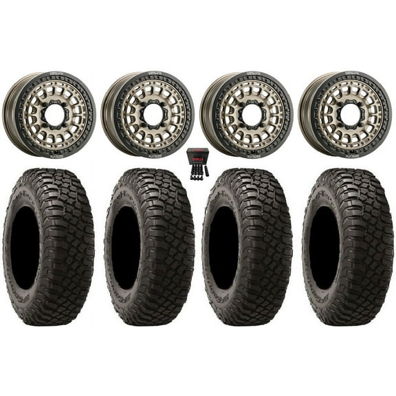 MetalFX Hitman Beadlock 15" Wheels Bronze 35" BFG KM3 Tires Can-Am Maverick X3 / Honda Pioneer 1000 / Talon
