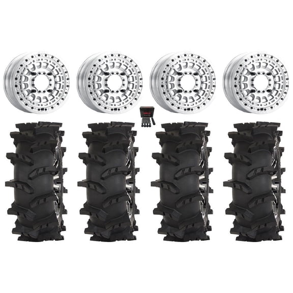 MetalFX Hitman Beadlock 15x6 Wheels Raw 32" Outlaw Max Tires SportsmanRZRRanger