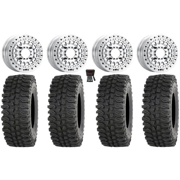 MetalFX Hitman Beadlock 15x6 Wheels Raw 35" BDC Tires Can-Am Commander Maverick Renegade Outlander Defender