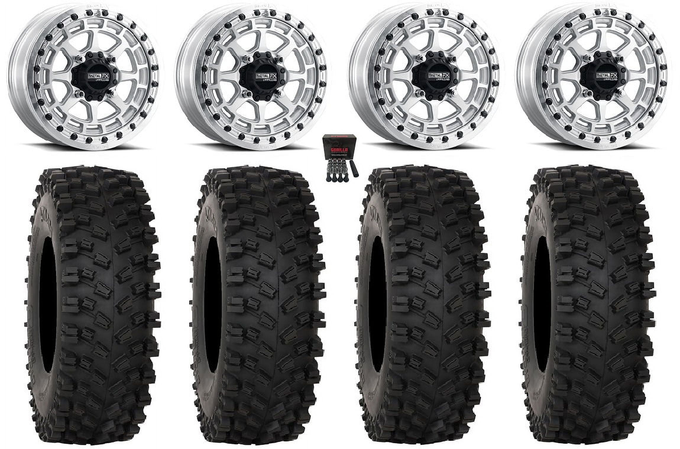 MetalFX Outlaw Bdlk 15" Wheels Raw 35" ATX470 Tires Can-Am Commander ...