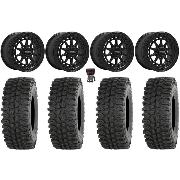 MetalFX Outlaw R Bdlk 15" Wheels Bk 33" BDC Tires Polaris RZR Turbo R & Pro R Ranger 1500 Xpedition