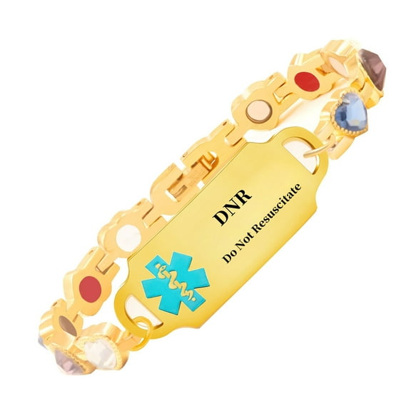 MetalJC Magnetic Stainless Steel Medical Alert ID Bracelet for Women, Engraved DNR Do Not Resuscitate