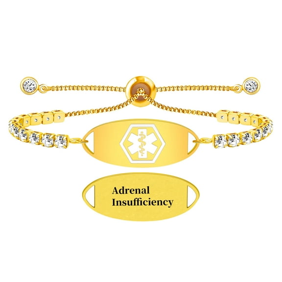 MetalJC Stainless Steel Medical Alert ID Bracelet for Women, Engraved Adrenal Insufficiency