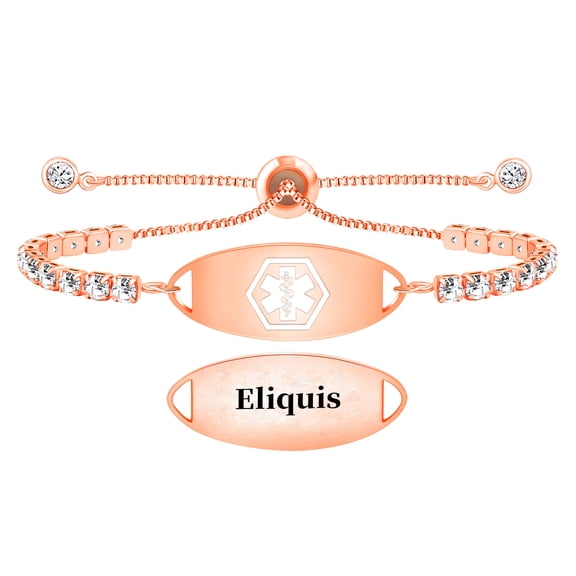 MetalJC Stainless Steel Medical Alert ID Bracelet for Women, Engraved Eliquis