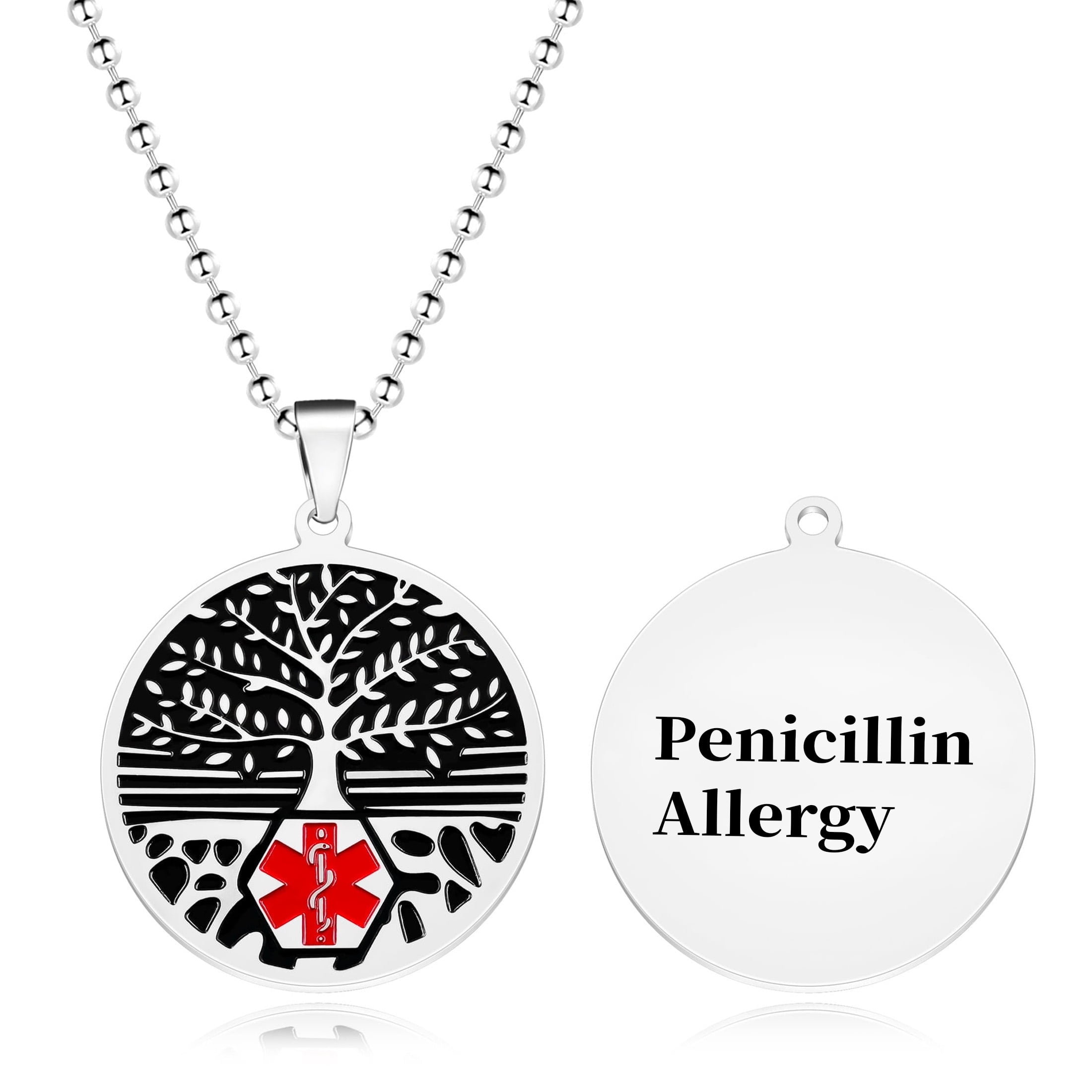 Engraved Medical Alert ID Necklace Pendant - For Allergies, Diabetes, Emergency Info 6 thumbnail image